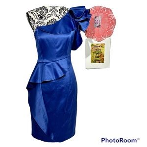 Jessica Simpson NWT Royal Blue Ruffled One-Shoulder Dress Size 8